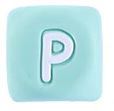 Siliconen letterkraal mint - P